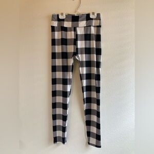 LuLaRoe Black and White Buffalo Plaid Leggings Size OS